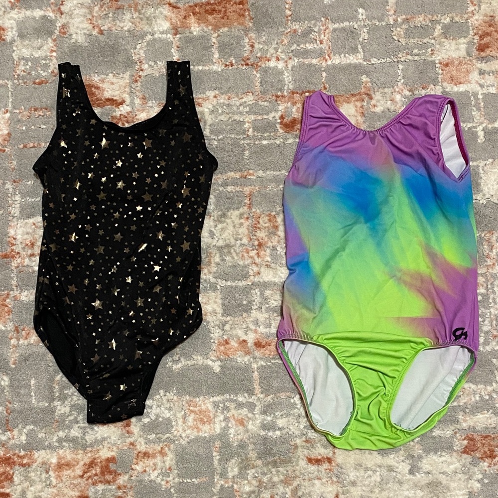Colorful girl gymnastics leotards